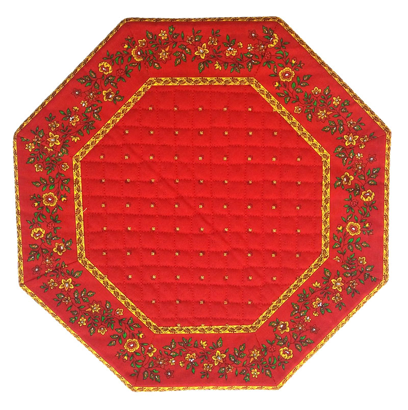 Placemats Octogonal Bordered (Calissons Fleurette. red) - Click Image to Close